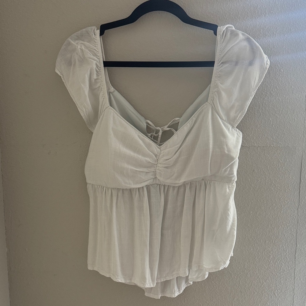 Hollister Cream Blouse with Ruched Front